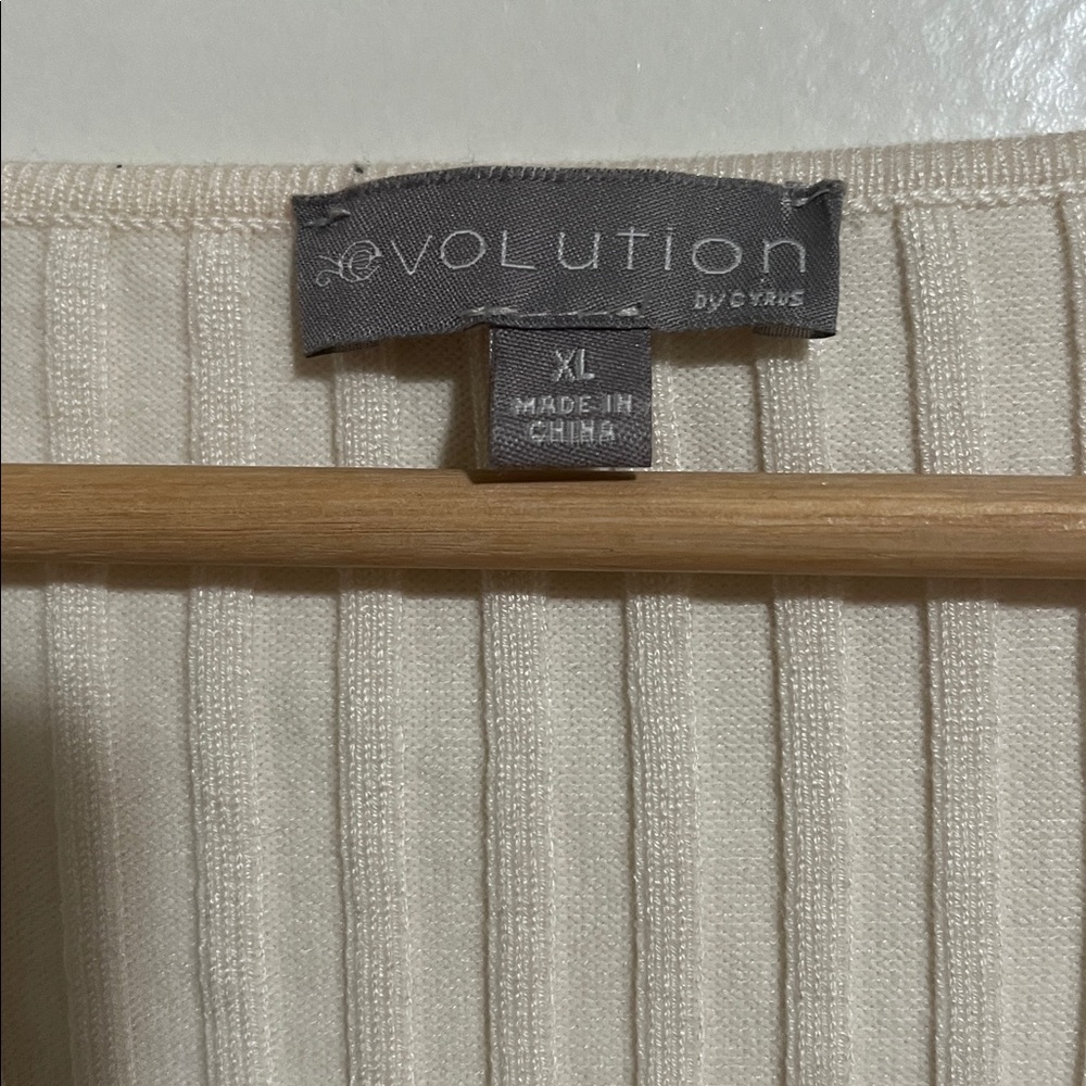 Cream Ribbed Long Sleeve Top - Picture 2 of 3